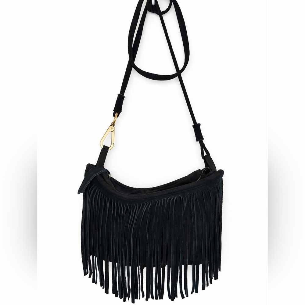 Street Level Black Fringe Crossbody Bag